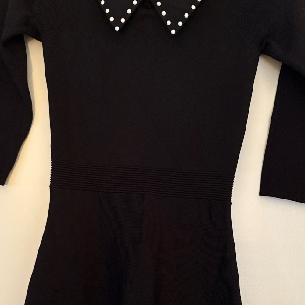 Sandro Black Dress with White Studded Accents - Picture 6 of 7
